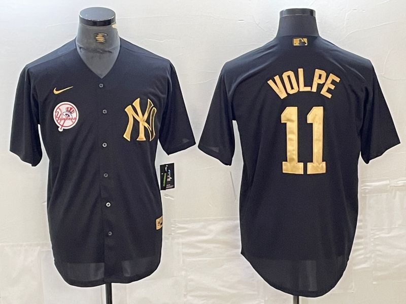 Men New York Yankees 11 Volpe Black gold 4 th generation Nike 2024 MLB Jersey style 1